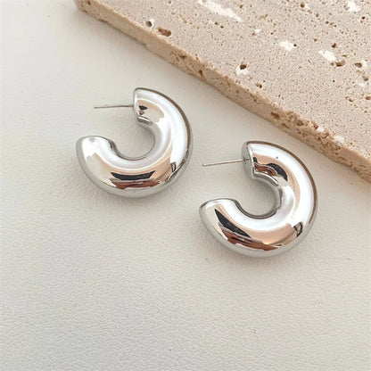 Vintage Chunky Dome Drop Earrings Gold Plated Stainless - Smarsty