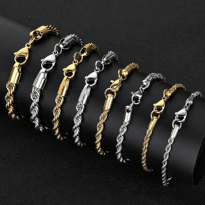 Stainless Steel Twisted Rope Chain Bracelet Waterproof - Smarsty