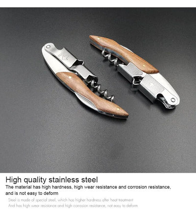 Stainless Steel Wine Corkscrew With Wood Handle - Smarsty