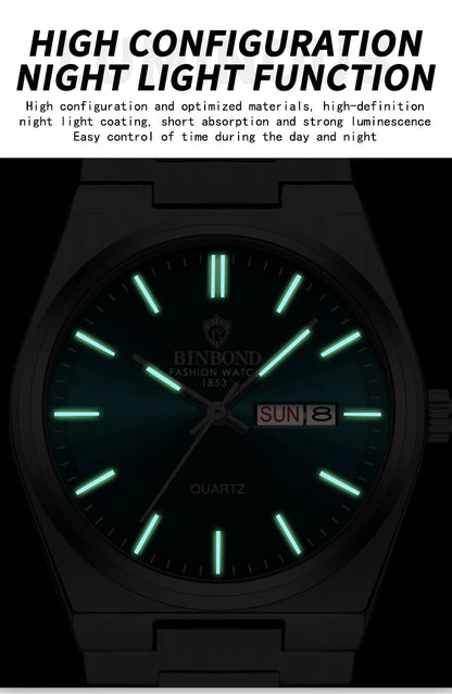 Luxury Waterproof Quartz Men's Watch with Luminous Features - Smarsty