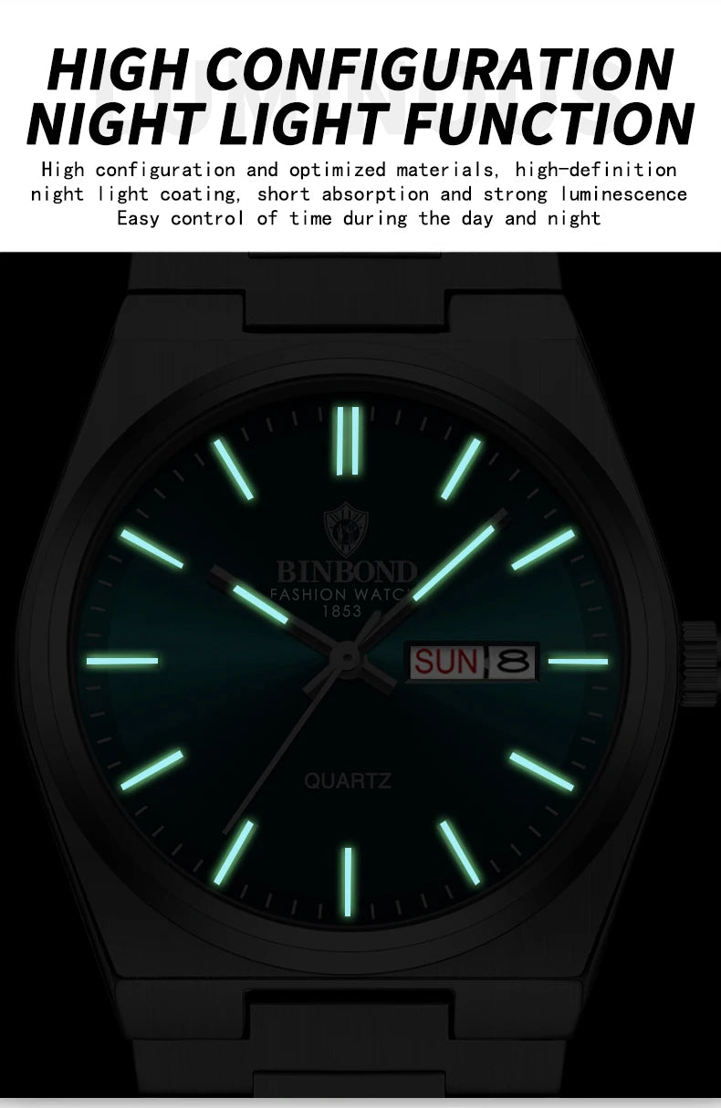 Luxury Waterproof Quartz Men's Watch with Luminous Features - Smarsty