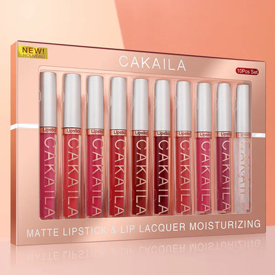 CAKAILA 10 Piece Nude Lip Gloss Set Long Lasting Velvet Finish - Smarsty