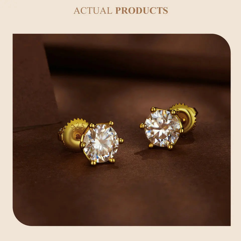 Moissanite Stud Earrings Sterling Silver Brilliant Cut - Smarsty