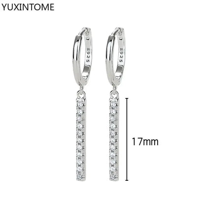 925 Sterling Silver Hoop Earrings White Crystal Luxury - Smarsty