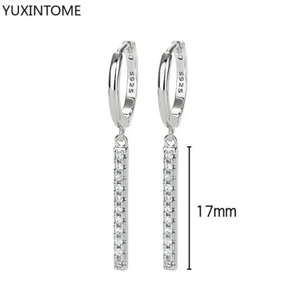925 Sterling Silver Hoop Earrings White Crystal Luxury - Smarsty