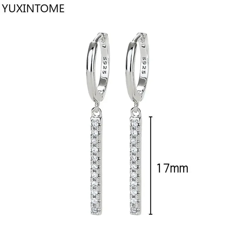 925 Sterling Silver Hoop Earrings White Crystal Luxury - Smarsty