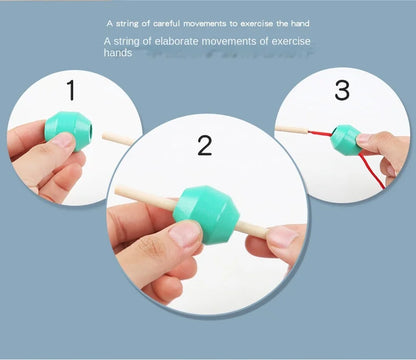 Montessori Wooden Toys Color Shape Matching Puzzle Game Colorful Beaded Color Cognition Early Educational Toys Gift for Children - Smarsty