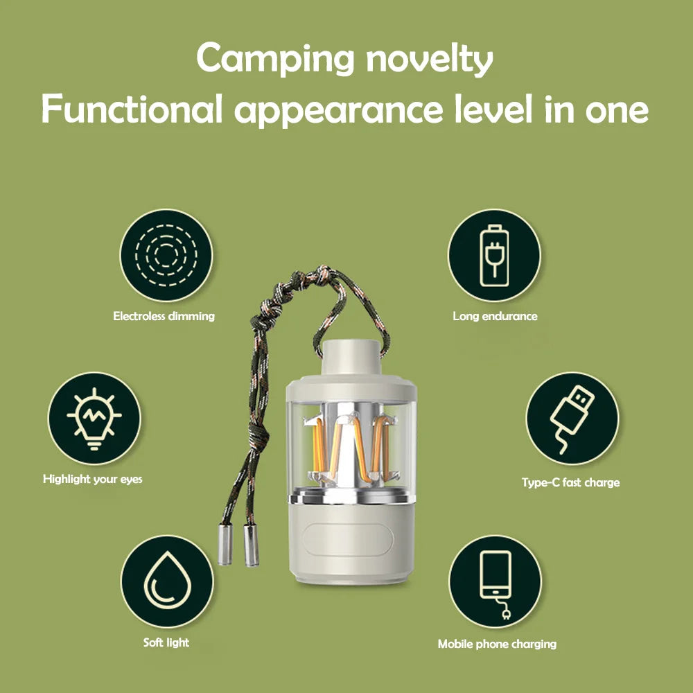 LED Camping Lantern Rechargeable Portable Flashlight Work Light 5 Modes Hanging Tent Lamp 8 Light Filaments Outdoor by Smarsty