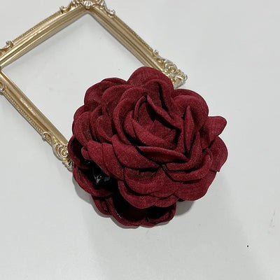 French Fabric Rose Hair Claw Clip Elegant Gift For Women - Smarsty