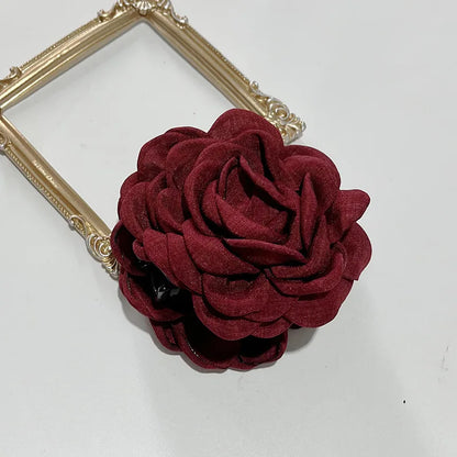 French Fabric Rose Hair Claw Clip Elegant Gift For Women - Smarsty