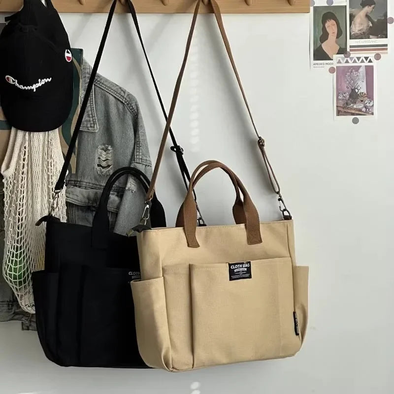 Canvas Ladies Bag Large Capacity Shoulder Tote For Students - Smarsty