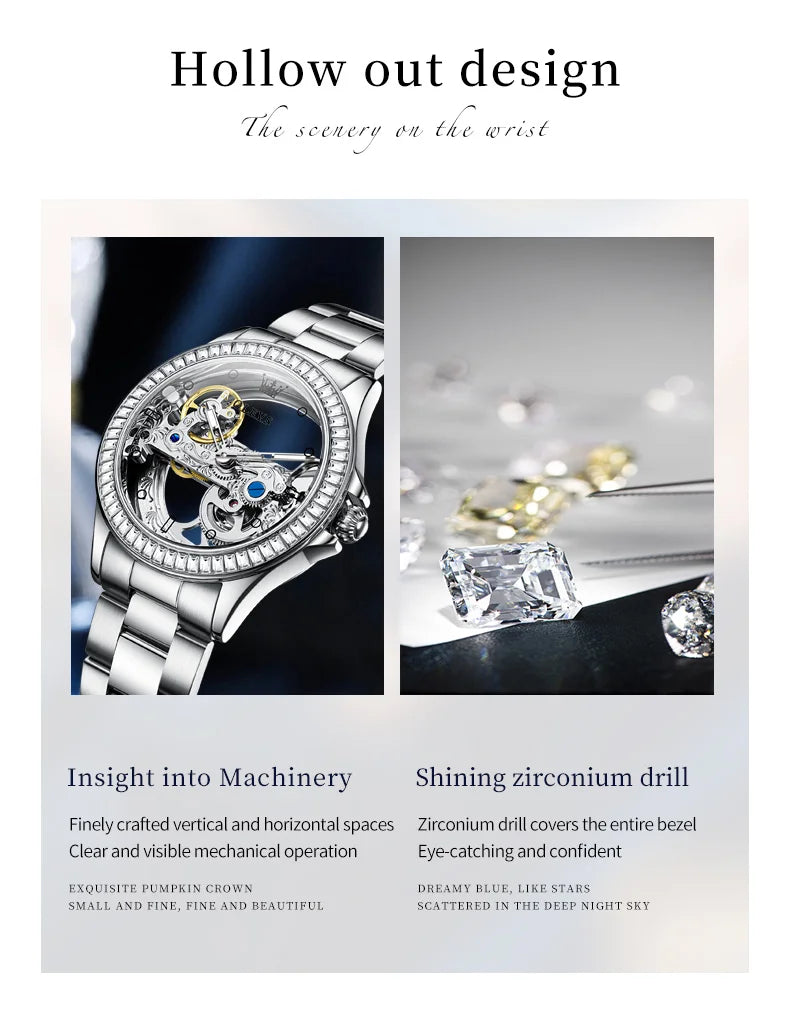 OLEVS Luxury Women's Automatic Mechanical Watch with Diamonds - Smarsty
