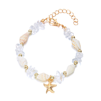 Bohemian Starfish Pendant Beaded Bracelet for Women - Smarsty