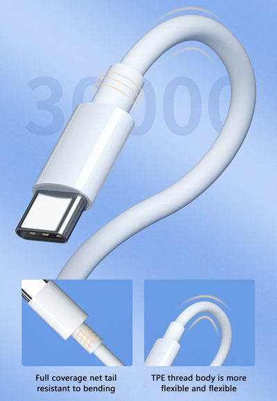 3PCS PD 100W USB C to USB Type C Cable Fast Charge Data Cable For Iphone 15 15Pro Huawei Samsung Xiaomi Data Line White 1M 2M - Smarsty
