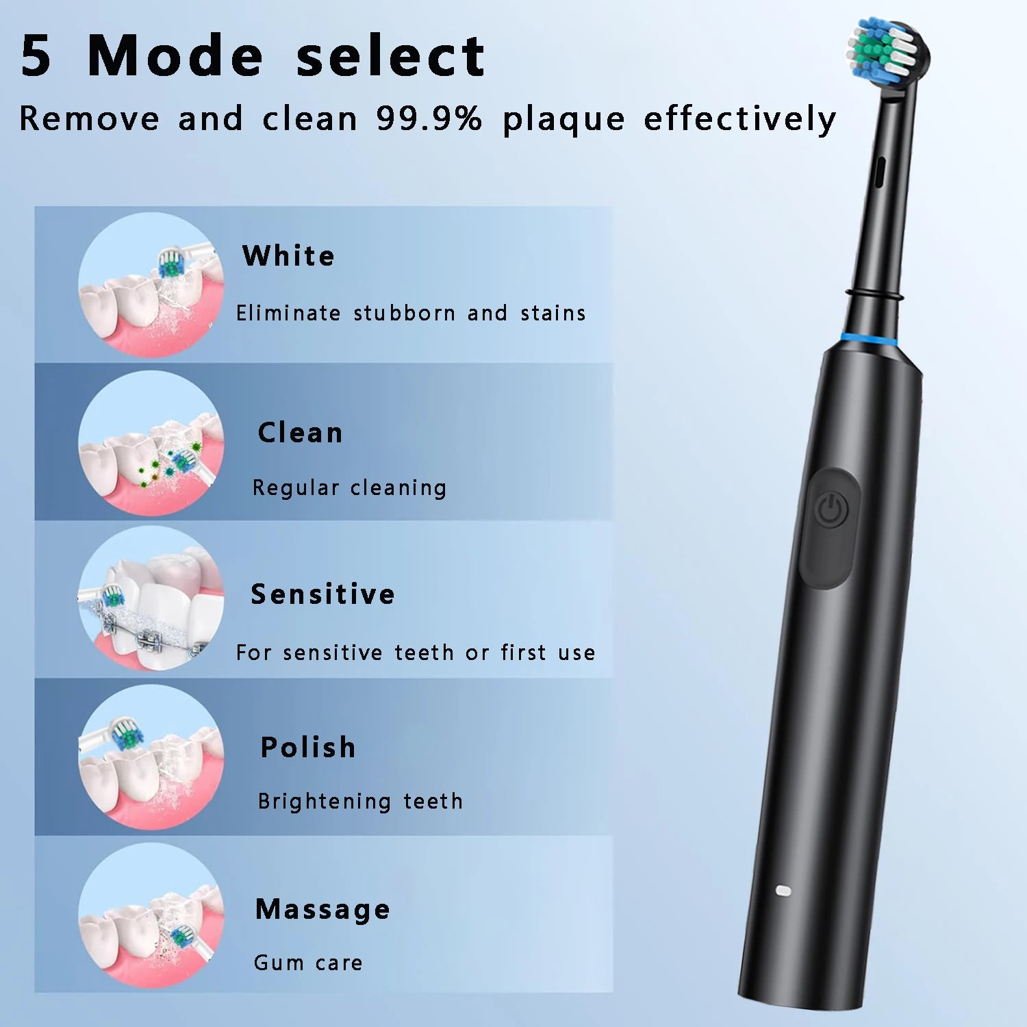 Waterproof Electric Toothbrush with 8 Heads and Timer - Smarsty
