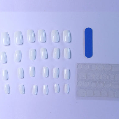 Medium White Square Press On Nails 24PCS for Parties - Smarsty