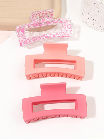 Medium Hair Claw Clips Strong Hold Matte Pink Versatile Set - Smarsty