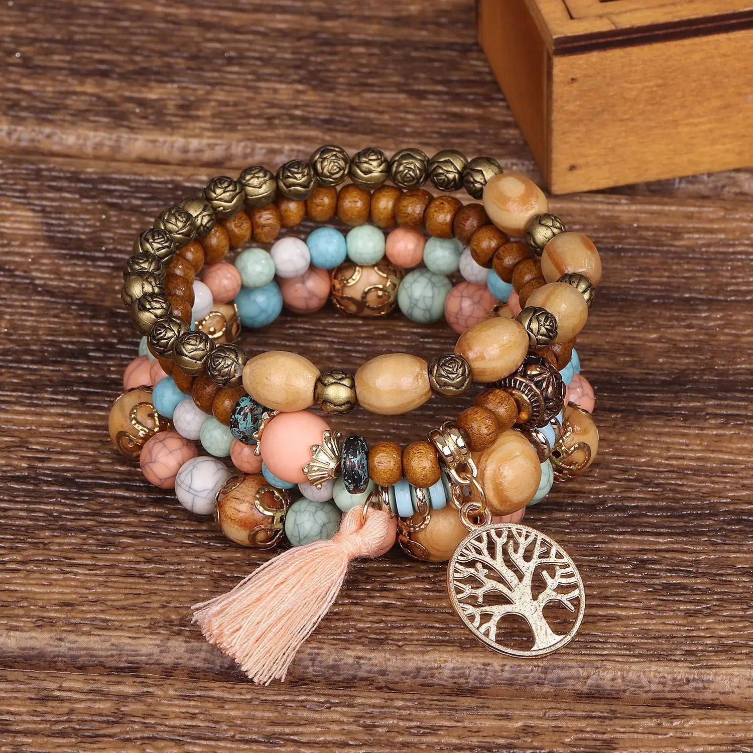 Bohemian Tree of Life Beaded Bracelet Set for Women - Smarsty