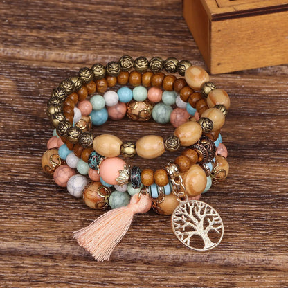 Bohemian Tree of Life Beaded Bracelet Set for Women - Smarsty