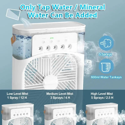 New 3 In 1 Fan AIr Conditioner Household Mini Air Cooler LED Night Light Portable Humidifier Air Adjustment Fan Office Home Fan - Smarsty