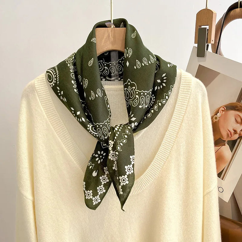Breathable Cashew Print Silk Scarf for Women - Smarsty