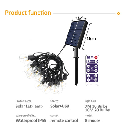 Solar String Lights Outdoor with Shatterproof Bulbs - Smarsty