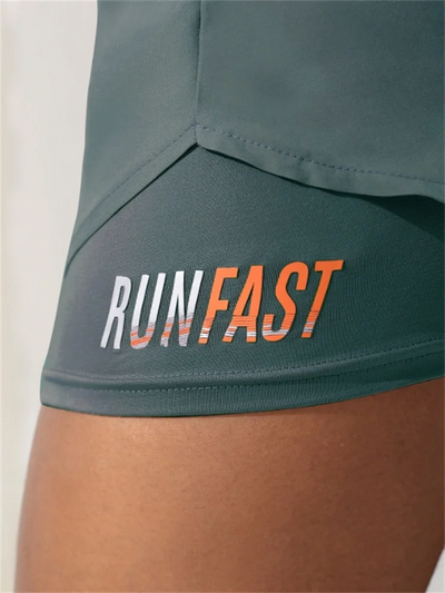 Women's High Rise Yoga Shorts With Elastic Proximity Control Running Shorts, Fake Two Pieces Pants - Smarsty
