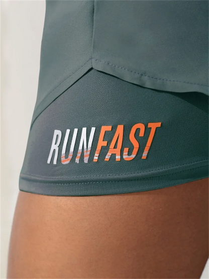 Women's High Rise Yoga Shorts With Elastic Proximity Control Running Shorts, Fake Two Pieces Pants - Smarsty