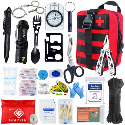 Survival First Aid Kit Survival Full Set Molle Outdoor Gear Emergency Kits Trauma Bag Camping Hiking IFAK Adventures EDC by Smarsty
