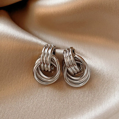 Geometric Striped Large Ear Buckle Earrings for Women - Smarsty