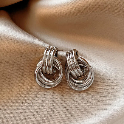 Geometric Striped Large Ear Buckle Earrings for Women - Smarsty