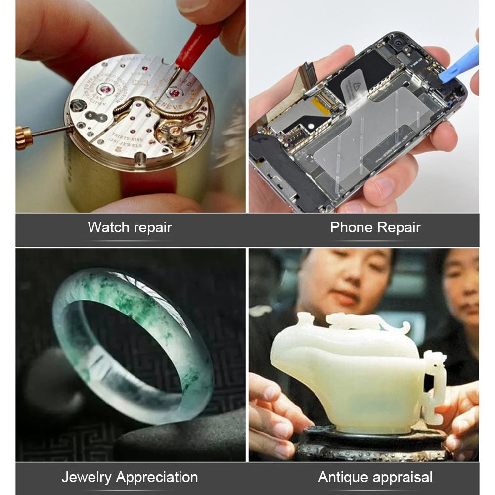 Telescopic Jeweler Magnifier 8X/15X/23X Loupes 2 LED Light Lens Magnifying Glasses for precision work Eyewear Reading Watchmaker