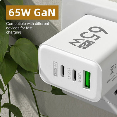 GaN Fast Charging 65W USB Type C Charger EU KR PD 3.0 Quick Charge Wall For Phone Adapter For iPhone 15 Xiaomi Huawei Samsung - Smarsty