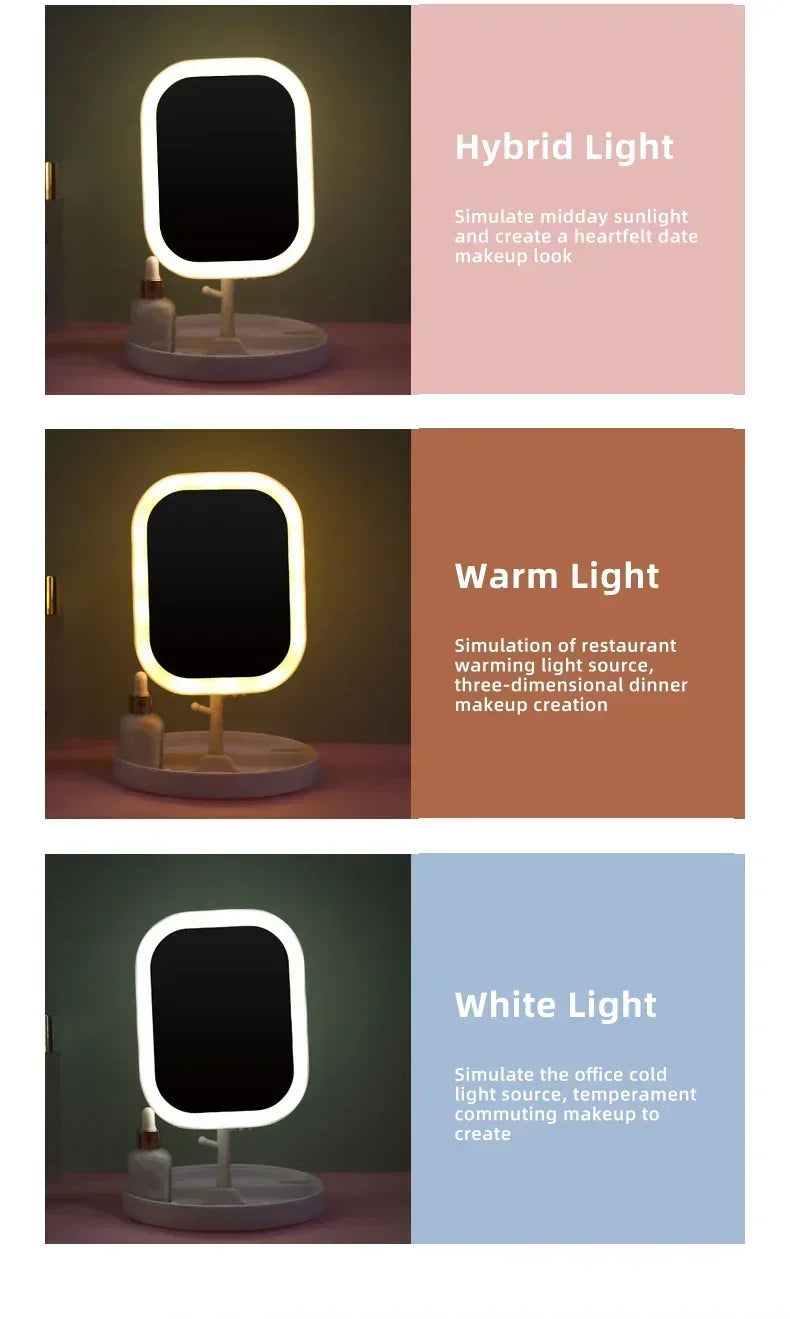 LED Vanity Mirror with Adjustable Three-Color Light - Smarsty