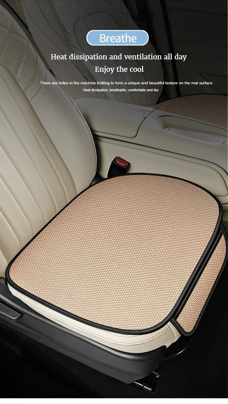 Breathable Ice Silk Car Seat Cushion Non-slip and Wear-resistant Solid Color Ice Silk Car Seat Cover, Universal Fit Most Cars