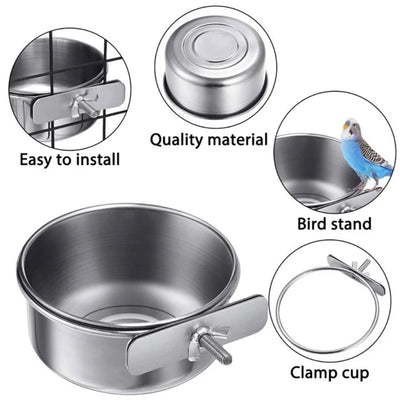 Stainless Steel Pet Food Dish for Birds and Small Animals - Smarsty
