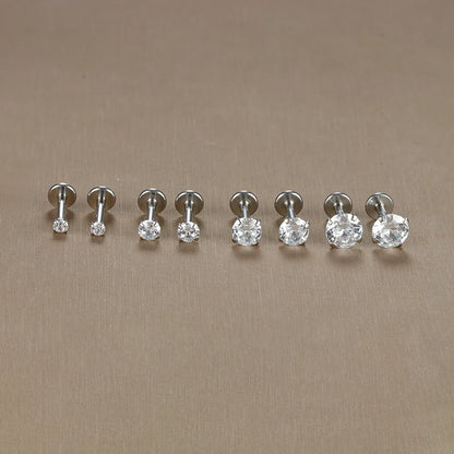16G Surgical Steel Labret Stud Earrings Secure CZ Comfort - Smarsty