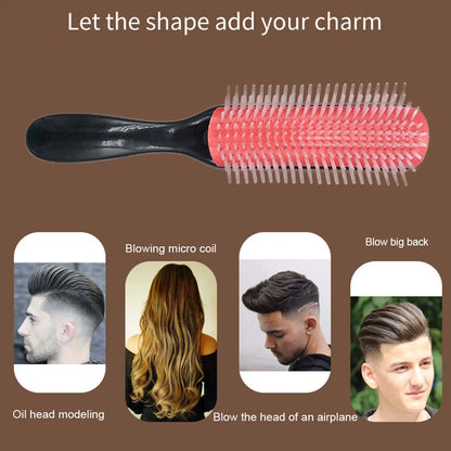 9-Rows Detangling Hair Brush Denman Detangler Hairbrush Scalp Massager Straight Curly Wet Removable DIY Hair Comb Brush