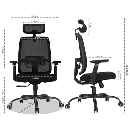 New Ergonomic Mesh Adjustable Lumbar Support Office Chair 120°Tilt High Back Comfortable Computer Chair with Soft Flip Up Arms