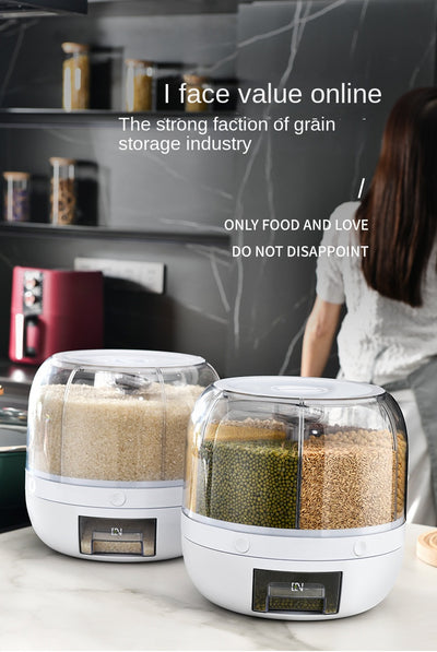 360 Degree Rotating Rice Dispenser Sealed Dry Cereal Grain Bucket Dispenser Moisture-proof Kitchen Food Container Storage Box by Smarsty