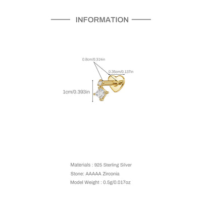 Sterling Silver Heart Zircon Stud Earrings Elegant Gift - Smarsty