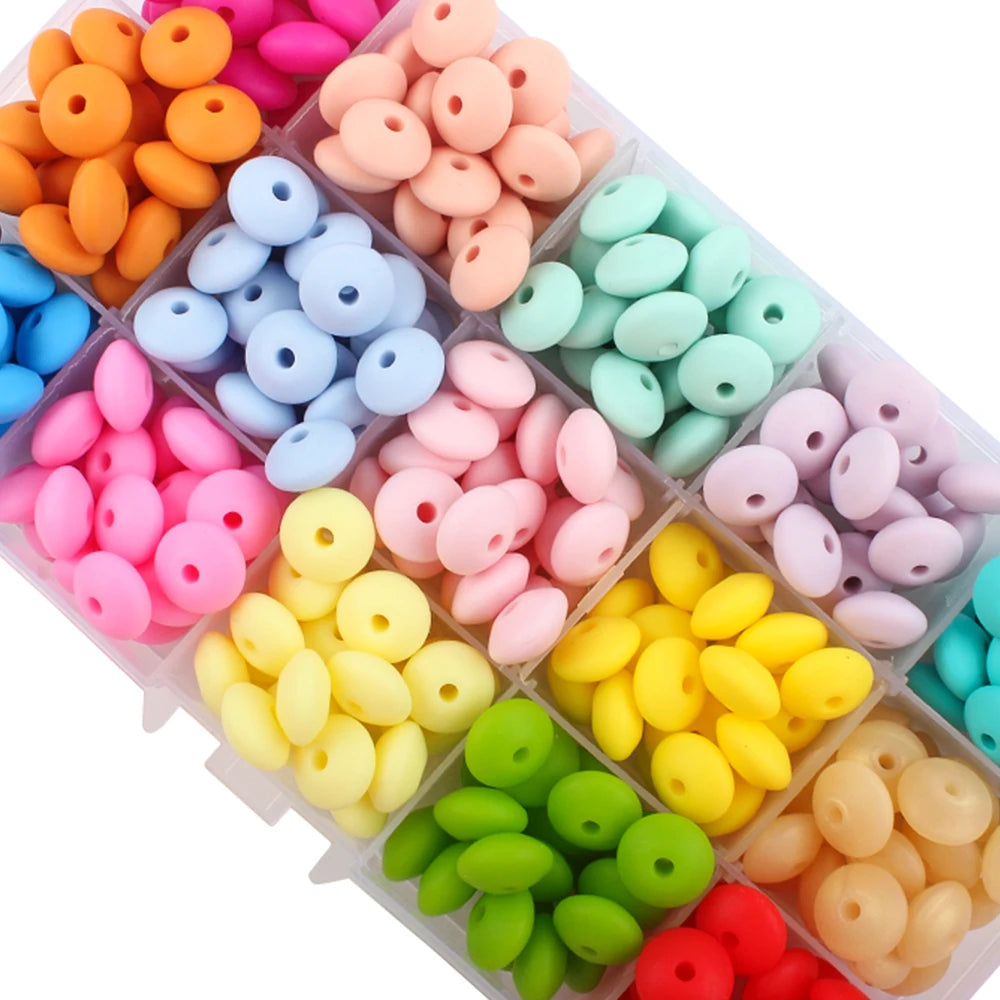 Silicone Beads 12mm Lentil Focal Beads Non Toxic Diy Set - Smarsty