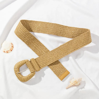 Retro Women Braided Wide Pin Buckle Belt Summer Fashion - Smarsty