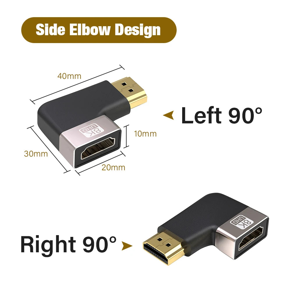 8K HDMI 2.1 Right Angle Cable for Easy Connections - Smarsty