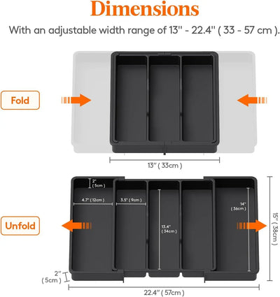 Kitchen Silverware Drawer Organizer Expandable Utensil Tray Adjustable for Spoons Forks Knives Flatware and Cutlery Organizer by Smarsty