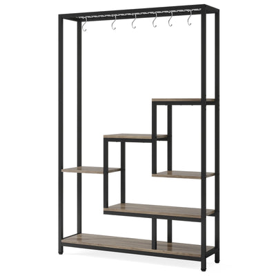 Tribesigns 5 Tiers Tall Indoor Plant Stand 70.9 inches Large Metal Plant Shelf with 10 PC S Hanging Hooks for Garden - Smarsty