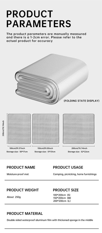 Outdoor Picnic Moisture-proof Pad Double-sided Thick Aluminum Film Waterproof Beach Mat Portable Tent Floor Mat Camping Mat
