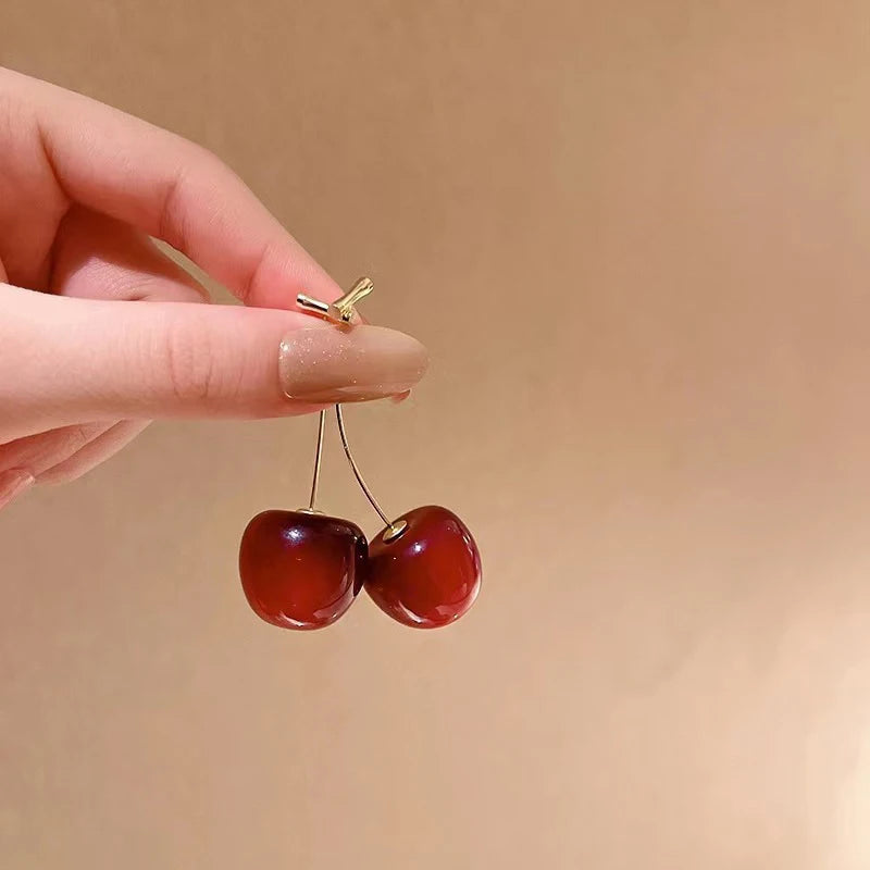 Delicate Sweet Red Cherry Drop Earrings for Women Fashion - Smarsty