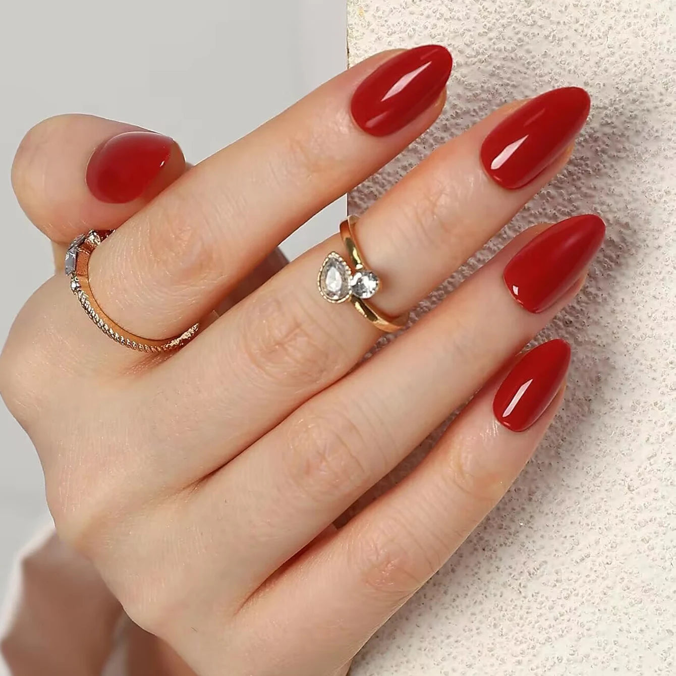 24PCS Short Square Red Full Cover Fake Nails - Smarsty