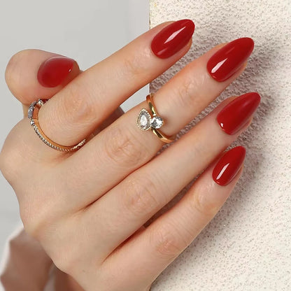 24PCS Short Square Red Full Cover Fake Nails - Smarsty